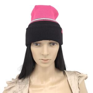 T-Mobile Reversible Unisex One Size Magenta & Black Knit Beanie Winter Hat - New